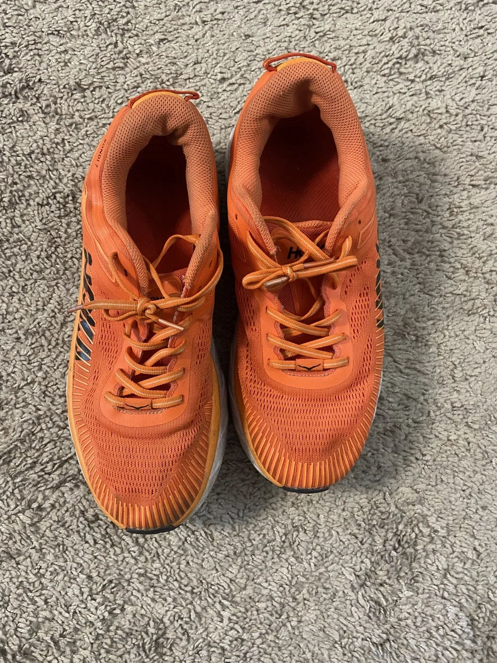 Hoka One One Bondi 7 Shoes Mens Size 10 Orange Running Athletic Cushioned Road